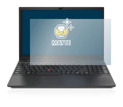 Immagine del dispositivo Lenovo ThinkPad E15 con un'ampia varietà di protezioni per lo schermo.
