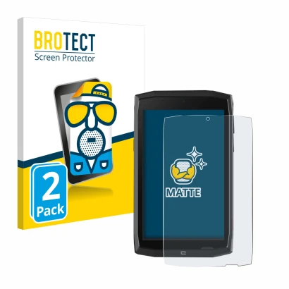 Parte frontale di una confezione del prodotto con il logo del marchio BROTECT. Accanto è raffigurato il dispositivo Crosscall 