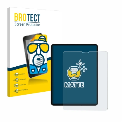 Parte frontale di una confezione del prodotto con il logo del marchio BROTECT. Accanto è raffigurato il dispositivo Apple iPad