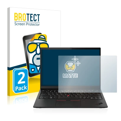 Parte frontale di una confezione del prodotto con il logo del marchio BROTECT. Accanto è raffigurato il dispositivo Lenovo Thi