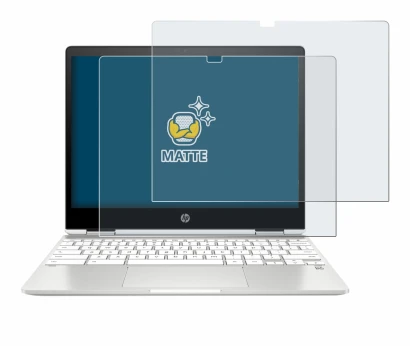 Immagine del dispositivo HP Chromebook x360 12b-ca0005nf con un'ampia varietà di protezioni per lo schermo.