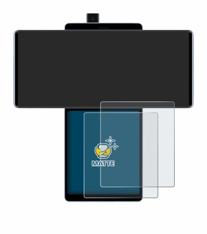 Immagine del dispositivo LG Wing (Display posteriore) con un'ampia varietà di protezioni per lo schermo.
