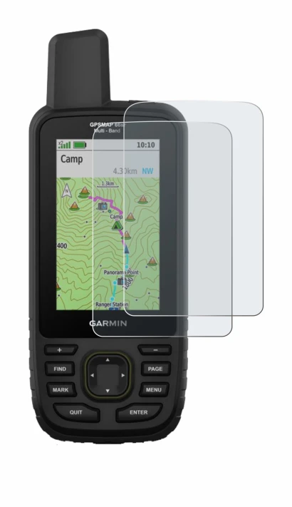 Immagine del dispositivo Garmin GPSMAP 66sr con un'ampia varietà di protezioni per lo schermo.