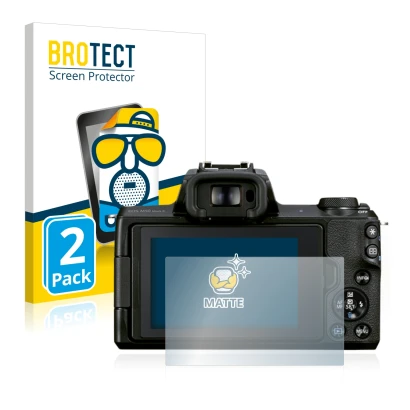 Parte frontale di una confezione del prodotto con il logo del marchio BROTECT. Accanto è raffigurato il dispositivo Canon EOS