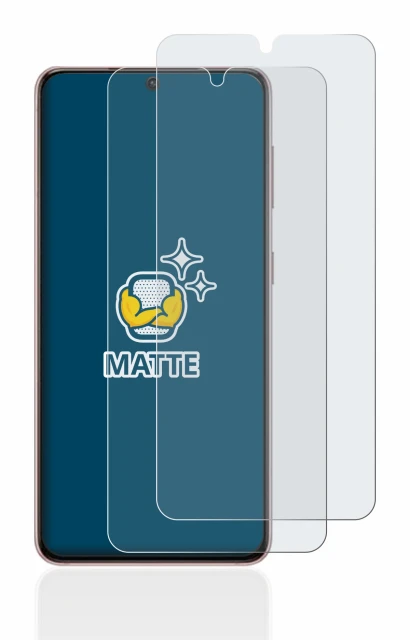 Immagine del dispositivo Samsung Galaxy S21 con un'ampia varietà di protezioni per lo schermo.