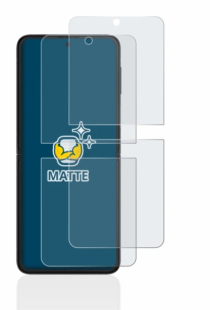 Immagine del dispositivo Samsung Galaxy Z Flip 3 5G con un'ampia varietà di protezioni per lo schermo.