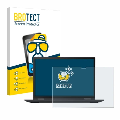 Parte frontale di una confezione del prodotto con il logo del marchio BROTECT. Accanto è raffigurato il dispositivo Lenovo Thi