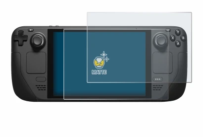 Immagine del dispositivo Valve Steam Deck con un'ampia varietà di protezioni per lo schermo.