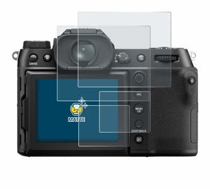 Immagine del dispositivo Fujifilm GFX50S II con un'ampia varietà di protezioni per lo schermo.