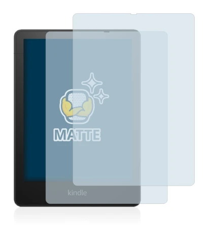 Immagine del dispositivo Amazon Kindle Paperwhite 2021 Signature Edition con un'ampia varietà di protezioni per lo schermo.