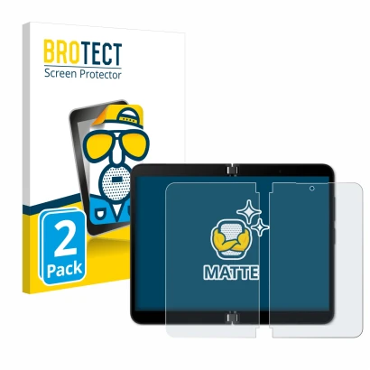 Parte frontale di una confezione del prodotto con il logo del marchio BROTECT. Accanto è raffigurato il dispositivo Microsoft 