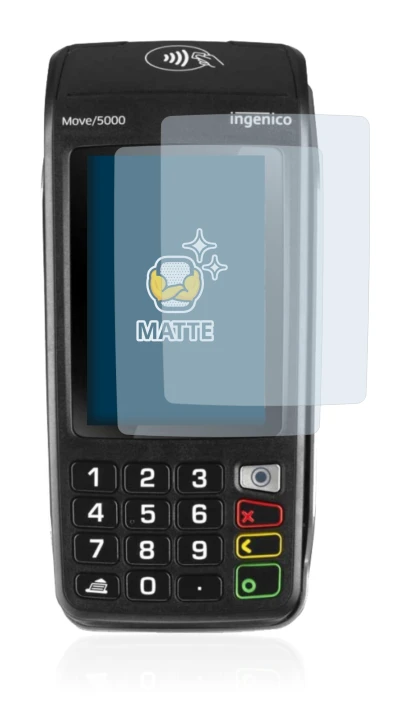 Immagine del dispositivo ingenico Move 5000 con un'ampia varietà di protezioni per lo schermo.