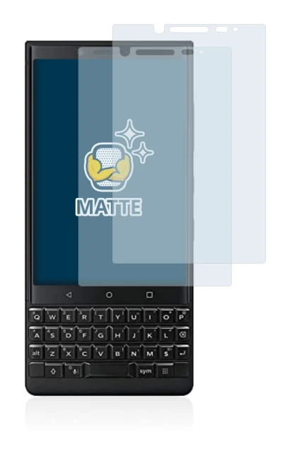 Immagine del dispositivo BlackBerry Key2 (Dual Sim) con un'ampia varietà di protezioni per lo schermo.