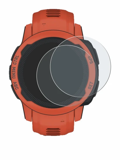 Immagine del dispositivo Garmin Instinct 2S con un'ampia varietà di protezioni per lo schermo.