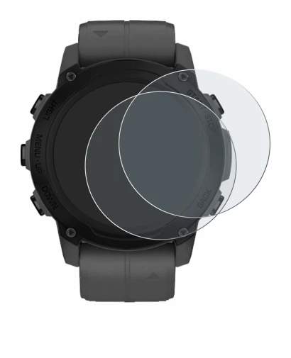 Immagine del dispositivo Garmin Descent G1 con un'ampia varietà di protezioni per lo schermo.
