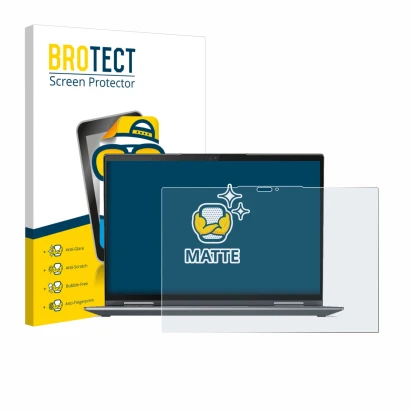 Parte frontale di una confezione del prodotto con il logo del marchio BROTECT. Accanto è raffigurato il dispositivo Lenovo Thi