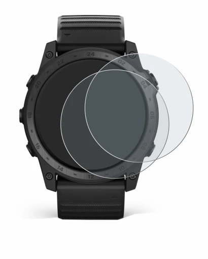 Immagine del dispositivo Garmin Tactix 7 Pro con un'ampia varietà di protezioni per lo schermo.