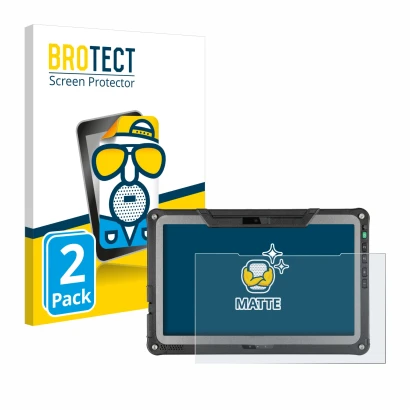 Parte frontale di una confezione del prodotto con il logo del marchio BROTECT. Accanto è raffigurato il dispositivo Getac F110