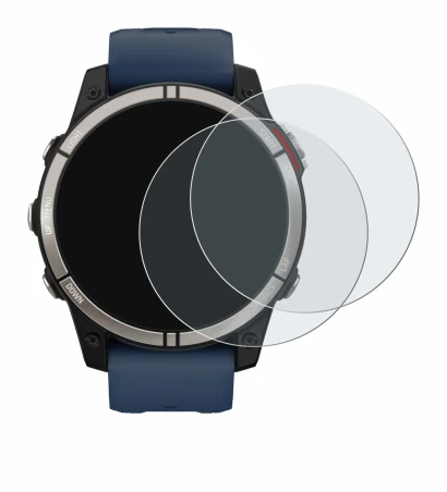 Immagine del dispositivo Garmin quatix 7 con un'ampia varietà di protezioni per lo schermo.