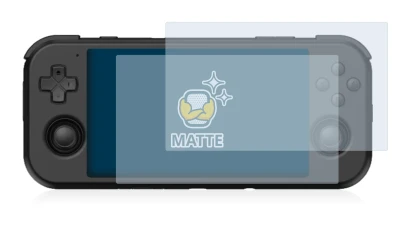 Immagine del dispositivo Retroid Pocket 3 con un'ampia varietà di protezioni per lo schermo.