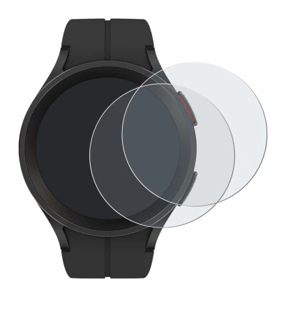 Immagine del dispositivo Samsung Galaxy Watch 5 Pro con un'ampia varietà di protezioni per lo schermo.