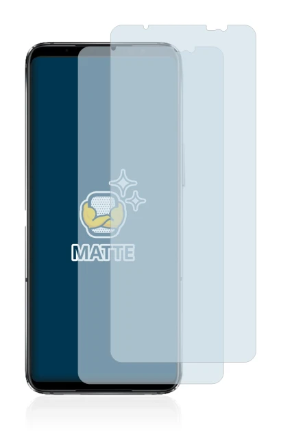 Immagine del dispositivo ASUS ROG Phone 6D Ultimate con un'ampia varietà di protezioni per lo schermo.