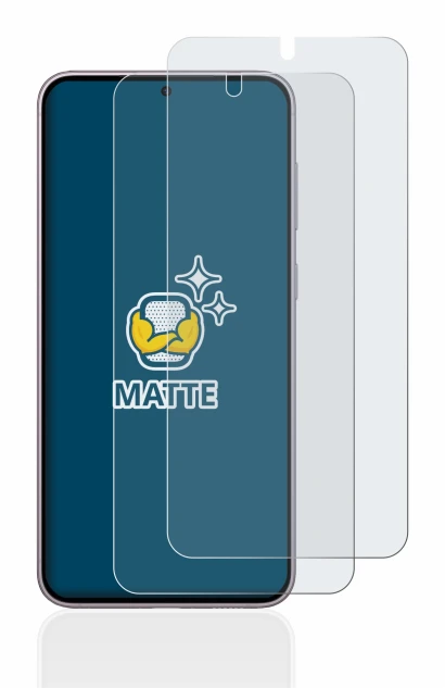 Immagine del dispositivo Samsung Galaxy S23 con un'ampia varietà di protezioni per lo schermo.