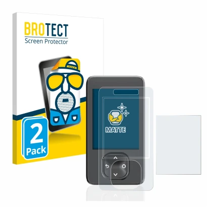 Parte frontale di una confezione del prodotto con il logo del marchio BROTECT. Accanto è raffigurato il dispositivo Dexcom G7