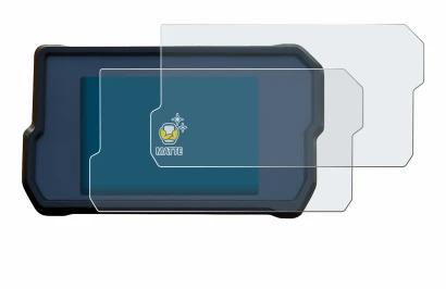 Immagine del dispositivo KTM 390 Duke 2019 con un'ampia varietà di protezioni per lo schermo.