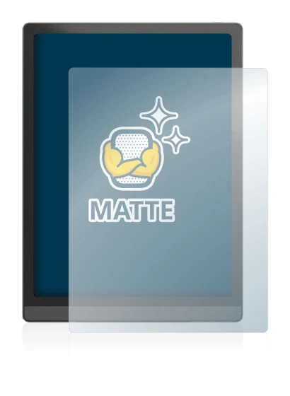 Immagine del dispositivo Boox Tab X con un'ampia varietà di protezioni per lo schermo.