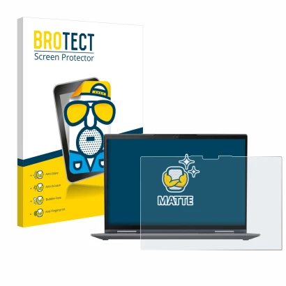 Parte frontale di una confezione del prodotto con il logo del marchio BROTECT. Accanto è raffigurato il dispositivo Lenovo Thi