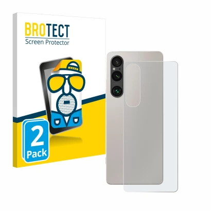Parte frontale di una confezione del prodotto con il logo del marchio BROTECT. Accanto è raffigurato il dispositivo Sony Xperi