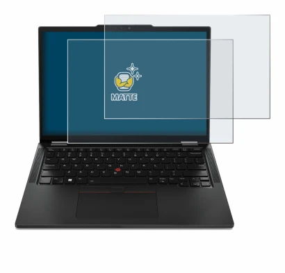 Immagine del dispositivo Lenovo ThinkPad X13 Gen 4 con un'ampia varietà di protezioni per lo schermo.
