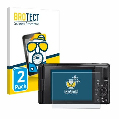 Parte frontale di una confezione del prodotto con il logo del marchio BROTECT. Accanto è raffigurato il dispositivo Sony ZV-1M