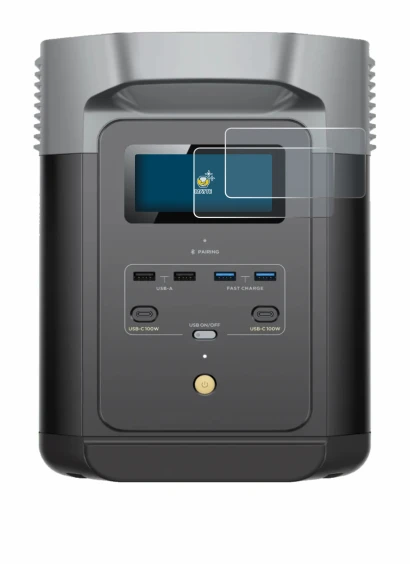 Immagine del dispositivo EcoFlow DELTA 2 con un'ampia varietà di protezioni per lo schermo.