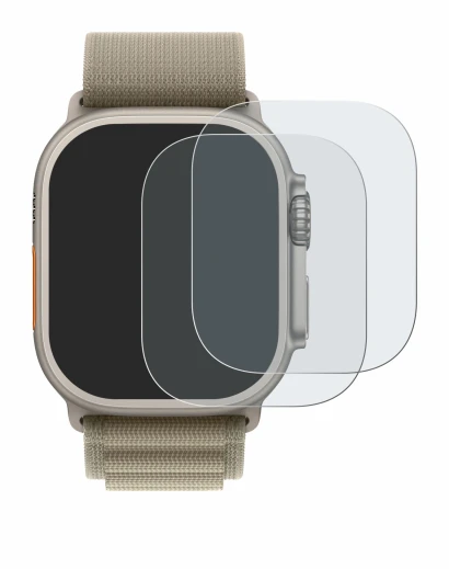 Immagine del dispositivo Apple Watch Ultra 2 (49 mm) con un'ampia varietà di protezioni per lo schermo.