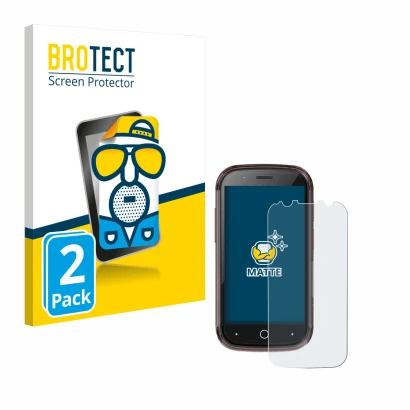 Parte frontale di una confezione del prodotto con il logo del marchio BROTECT. Accanto è raffigurato il dispositivo Unihertz J