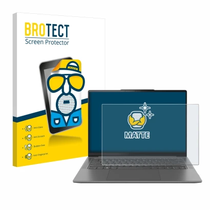 Parte frontale di una confezione del prodotto con il logo del marchio BROTECT. Accanto è raffigurato il dispositivo Lenovo Yog