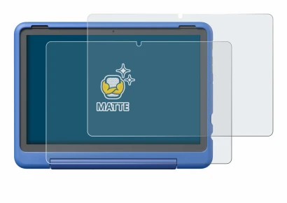 Immagine del dispositivo Amazon Fire HD 10 Kids Pro 2023 con un'ampia varietà di protezioni per lo schermo.