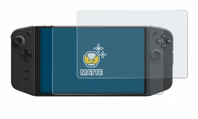 Immagine del dispositivo Lenovo Legion Go con un'ampia varietà di protezioni per lo schermo.