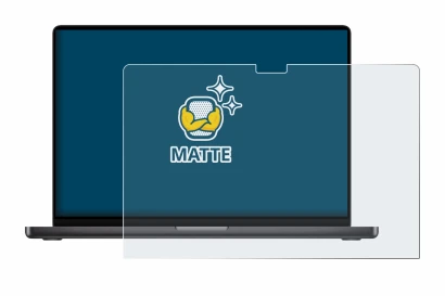 Immagine del dispositivo Apple MacBook Pro 16" 2023 M3 con un'ampia varietà di protezioni per lo schermo.