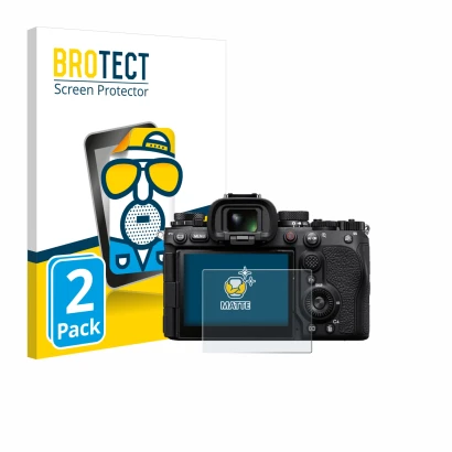 Parte frontale di una confezione del prodotto con il logo del marchio BROTECT. Accanto è raffigurato il dispositivo Sony Alpha
