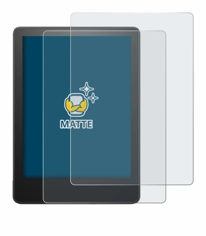 Immagine del dispositivo Amazon Kindle Paperwhite 2023 (11a Gen.) con un'ampia varietà di protezioni per lo schermo.