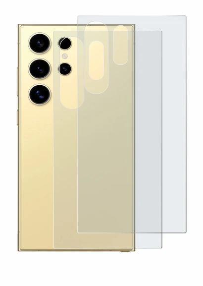 Immagine del dispositivo Samsung Galaxy S24 Ultra (Posteriore) con un'ampia varietà di protezioni per lo schermo.