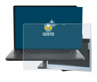 Immagine del dispositivo ASUS ROG Zephyrus G14 2024 GA403 con un'ampia varietà di protezioni per lo schermo.