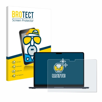 Parte frontale di una confezione del prodotto con il logo del marchio BROTECT. Accanto è raffigurato il dispositivo Apple MacB