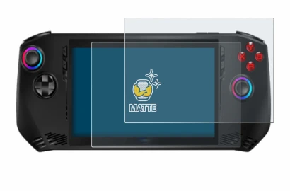 Immagine del dispositivo MSI Claw A1M con un'ampia varietà di protezioni per lo schermo.