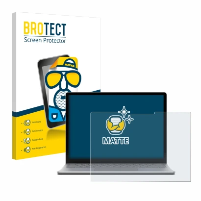 Parte frontale di una confezione del prodotto con il logo del marchio BROTECT. Accanto è raffigurato il dispositivo Microsoft 