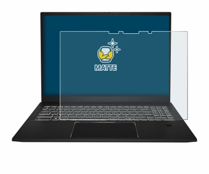 Immagine del dispositivo MSI Summit E16 AI Studio con un'ampia varietà di protezioni per lo schermo.