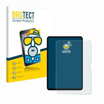 Parte frontale di una confezione del prodotto con il logo del marchio BROTECT. Accanto è raffigurato il dispositivo Apple iPad